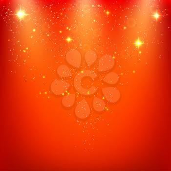 Abstract holiday red background with stars. Vector illustration