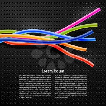 Abstract technology background with rainbow colored cables. Vector illustration