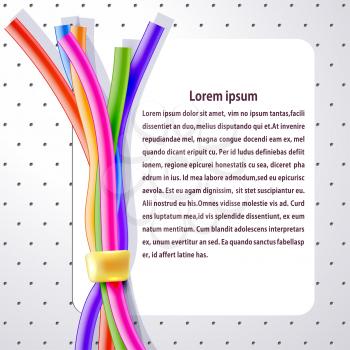 Bright technological background with iridescent cables.Vector illustration