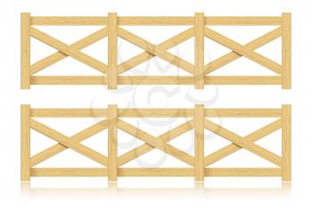 A set of wooden fence. Isolated. Vector illustration. 