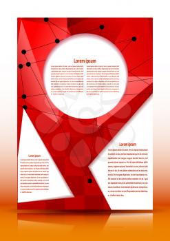 Flyer with geometric elements for text on a red background. Vector illustration.