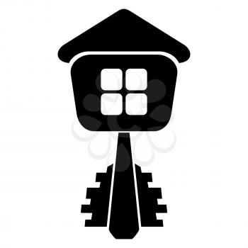 Logo of the builder, house key isolated on white background. Vector illustration. 