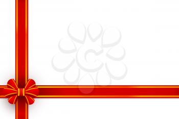 Red bow gift packing on a white background. Vector illustration. 