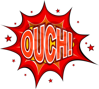 Cartoon OUCH! on a white background. Vector illustration.