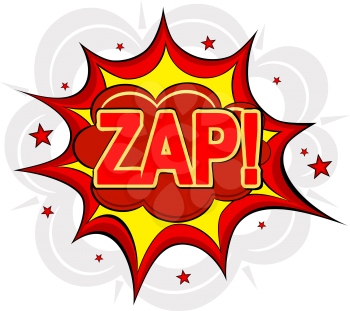 Cartoon ZAP! on a white background. Vector illustration.