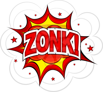 Cartoon ZONK! on a white background. Vector illustration.