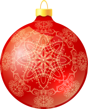 Vector red Christmas decoration made from  shapes. Original  design element.  Decorative color illustration for print.