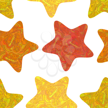 Seamless texture with stars in Tribal style. Vector illustration.