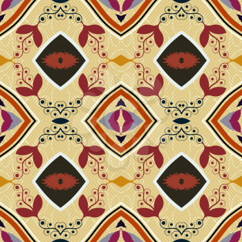  Seamless ethnic African geometric pattern. Tribal painting. Sample of fabric, wallpaper and desktop.Vector illustration.