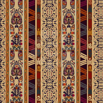 Seamless ethnic pattern with abstract flowers fantastic. Decor for your design. Oriental style