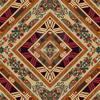 Seamless background from a floral ornament with rhombuses. Tribal style. Ethno. Vector illustration.