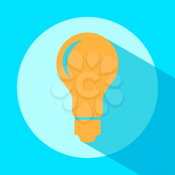 The icon with a yellow light bulb. Vector design element. Flat icon.