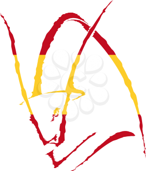 Sketch silhouette colors of the flag of Spain profile of a bull's head isolated on a white background. Trademark farm. Vector illustration.