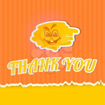 Thank you on orange striped paper. Vector illustration