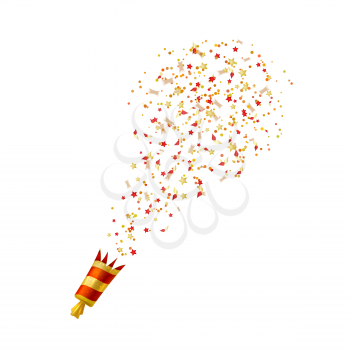  Red Shooting slapstick on a white background. Vector illustration.