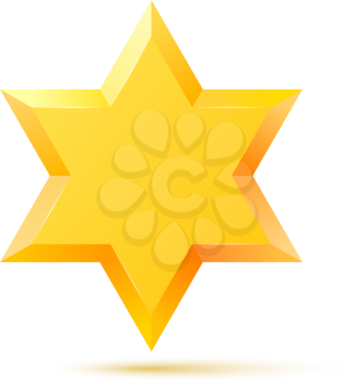 Israel Star of David symbol. Jewish religious culture. Isolated on white background. Vector illustration.