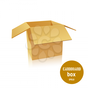 The open cardboard box on a white background. Vector illustration