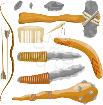 Items ancient people on white background. Vector illustration