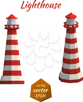 Lighthouse isolated on white background. Recreation. Low poly style. Vector illustration.