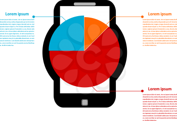 Mobile phone and diagram isolated on white background. Data analysis.