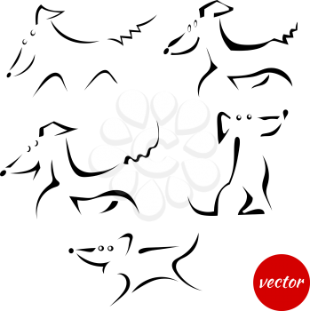 Set of cheerful dogs isolated on a white background. Vector illustration.