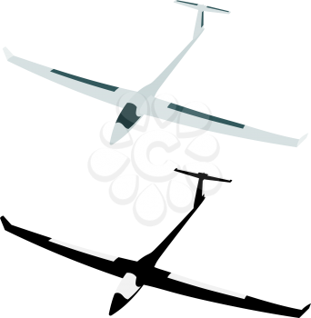 Two Silhouette of a glider is not a white background. Vector illustration
