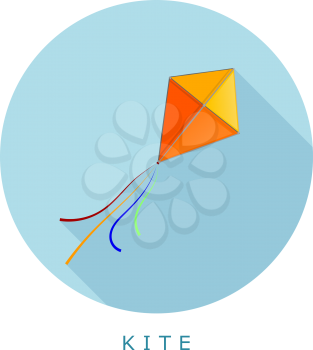 Flat simple icon kite on a blue circle. It is easy to change the shape and color. Vector illustration