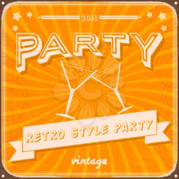 Vintage Retro party invitation. Vector illustration