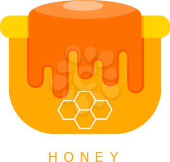 Vector illustration of cartoon flat pot of honey