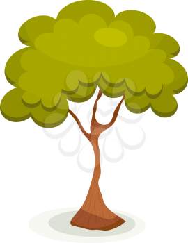 Green  tree on a white background. Cartoon tree isolate. Illustration of tree with green leaves. Icon tree for your design. Stock vector