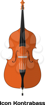 Icon Double bass. Stringed Musical Instruments contrabass on a white background. Flat 
style. Stock vector illustration