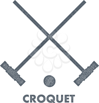 Sign croquet. Vintage style. Retro image objects croquet with texture on a white background. 
Stock vector illustration