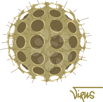 Vector illustration round of a dangerous virus on a white background. Microorganism spherical shape. Microscopic virus.
