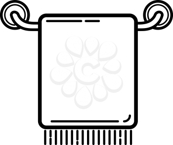Abstract black towel icon on a holder on a white background. Sign of hygiene and cleanliness. Vector illustration