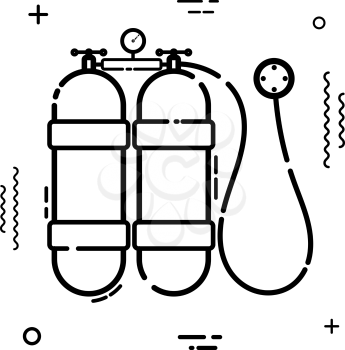 Simple black linear scuba icon on a white background. Symbol of diving and summer 
holidays. Vector illustration