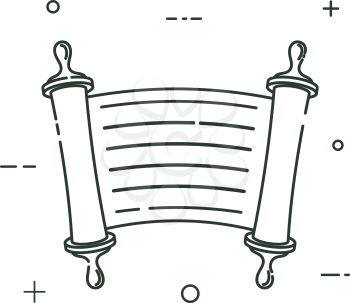 Scroll of old in a linear style. Line icon isolated on white background. Vector illustration.