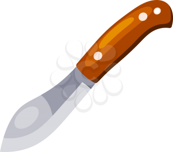 Color image of the knife. Vector illustration of a simple knife in Cartoon style on a white background.