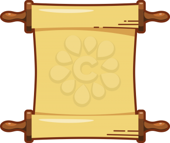 Color image of a papyrus roll icon on a white background. Vector illustration of a scroll of yellow paper