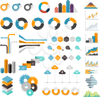 Set of charts and graphs for business. Design elements on a white background. Vector illustration
