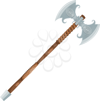 Ax of the Viking on a white background. Vector color illustration of a Viking battle axe in the style of Cartoon