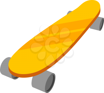 Board for skate on a white background. Yellow Skateboard, a sport item. Vector illustration