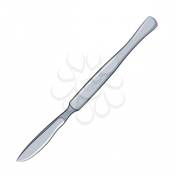 Medical scalpel on a white background. Isolated object of medicine. Medical equipment for the surgeon. Vector illustration