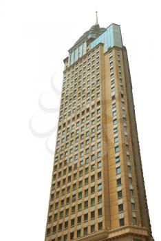 Isolated high skyscraper on the white background