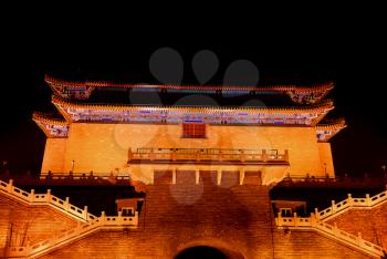 Beautiful night illumination of old asian temple