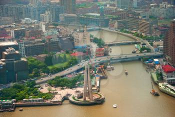 Landscape of coast Huangpu in bird eye view