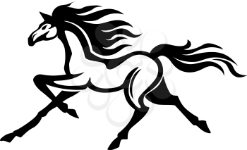 Beautiful gallop running black stallion. Vector illustration