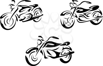 Motorcycles and bikes transport set. Vector illustration