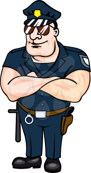Cartoon policeman for law concept design. Vector illustration
