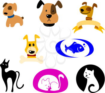 Pets icons and symbols set. Vector illustration
