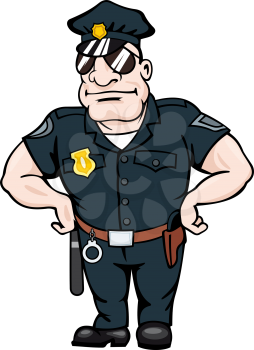 Cartoon policeman for law concept. Vector illustration